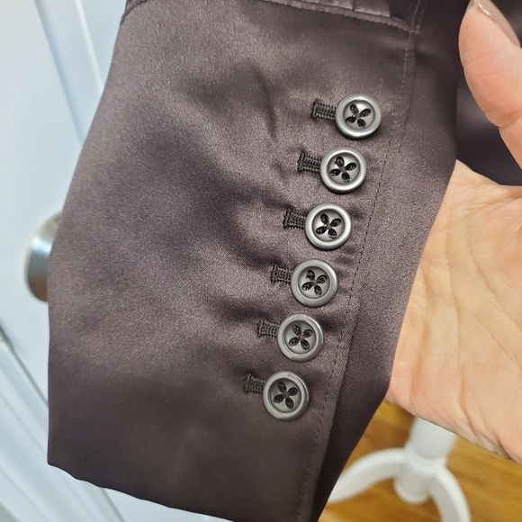 EC Axcess Liz Claiborne Brown Sateen Feel Blazer Size 14, Chic, City, Stylish - Picture 4 of 8